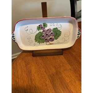 Deruta Signed Hand painted In Italy Serving Dish Tray Platter 11x5